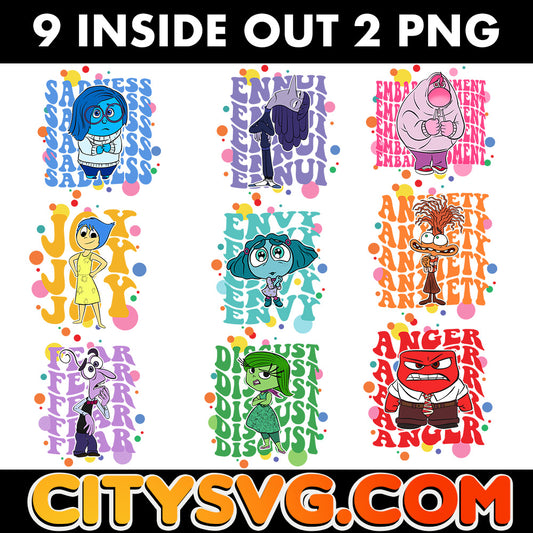 9 Inside Out 2 Bundle Png, Digital Download