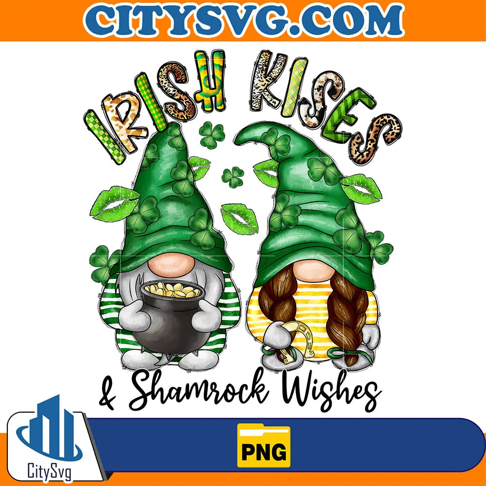 IrishKises_ShamrockWishesGnomeSublimationPng