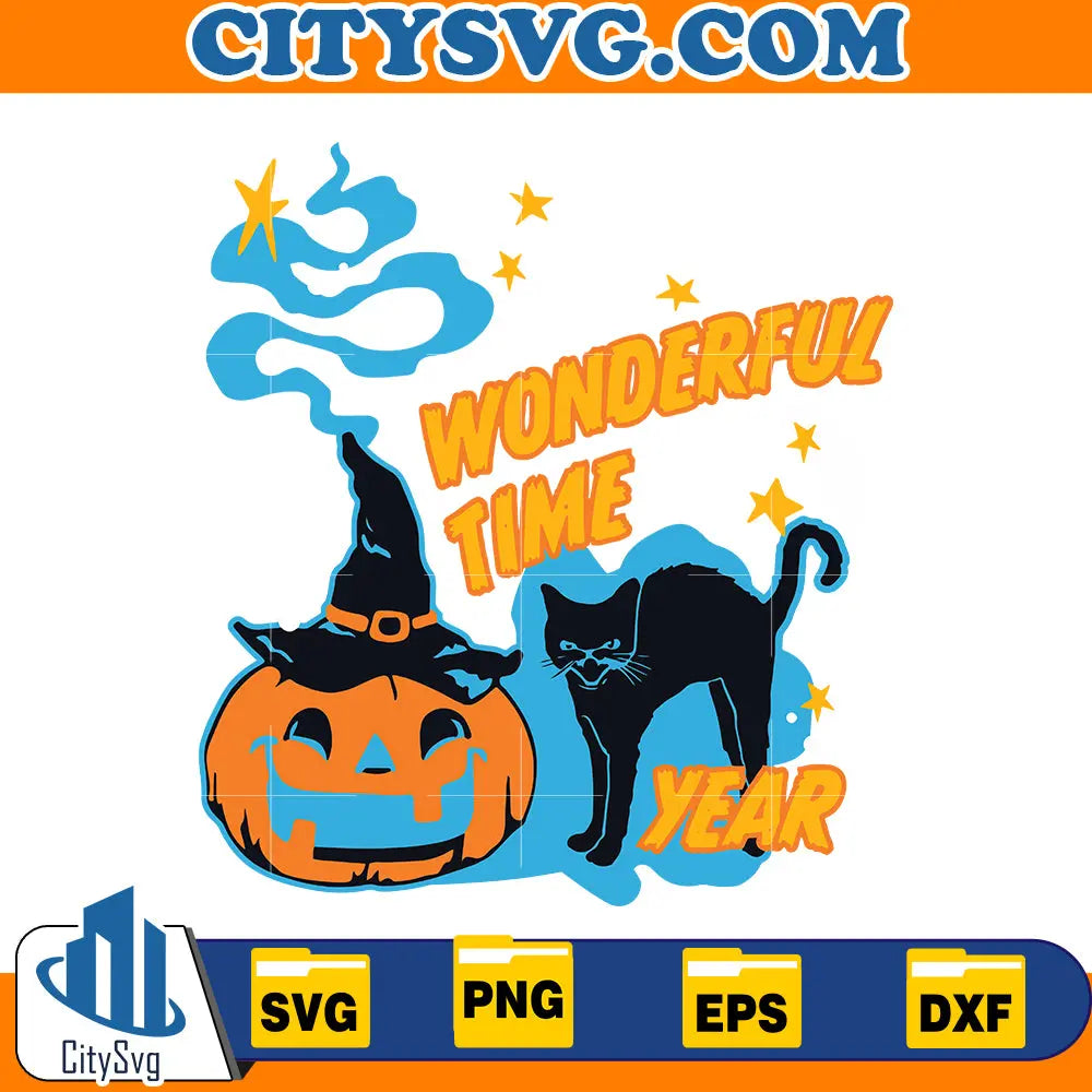 It's the Most Wonderful Time of the Year-Vintage Black Cat Halloween Svg CitySvg