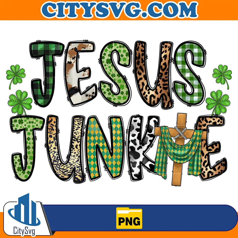 JesusJunkieStPatricksDaySublimationPng