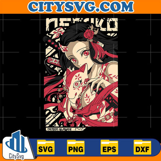 Kamado-Nezuko-Demon-Slayer-Fox-Mask-Anime-Svg