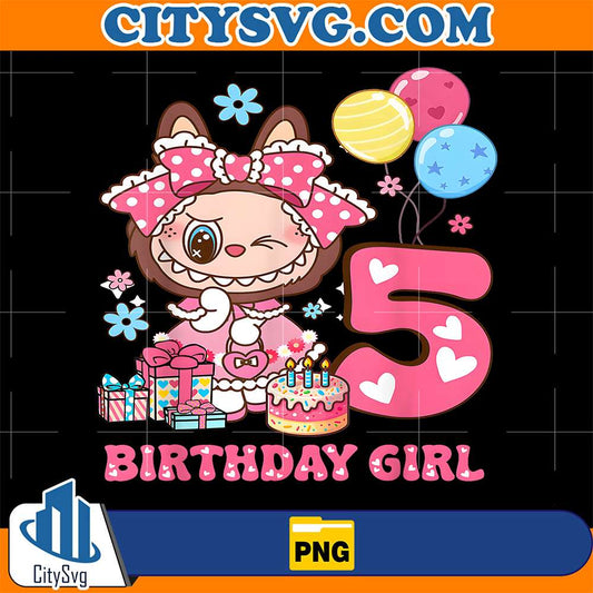 Labubu-5th-Birthday-Girl-Png