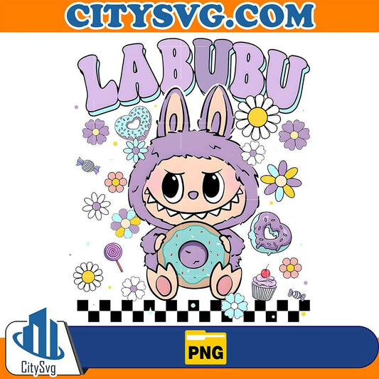 Labubu-Floral-Donut-Png
