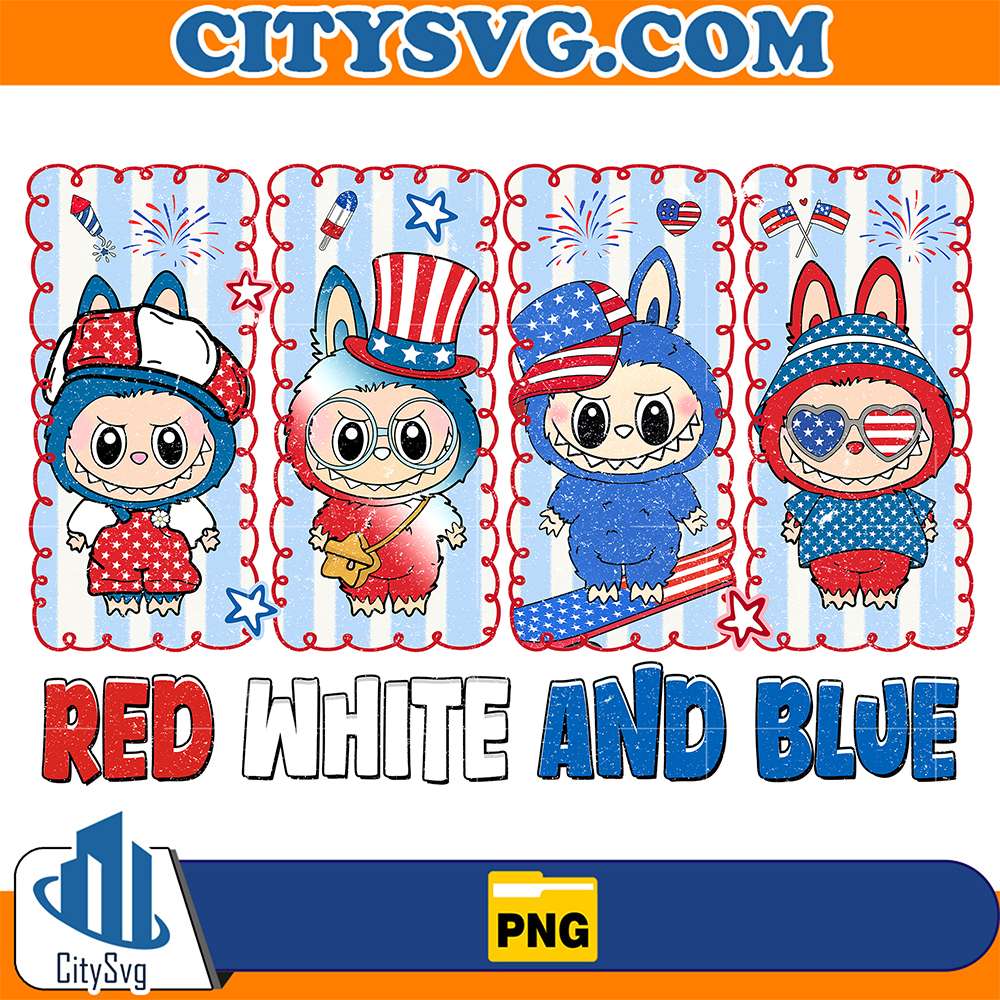 Labubu-Red-White-And-Blue-4th-Of-July-Png