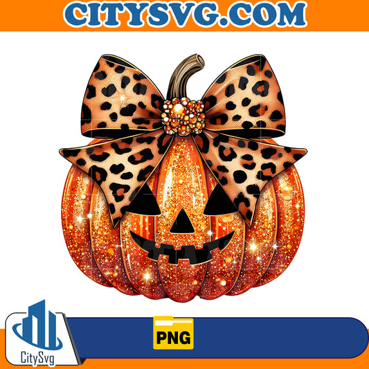 Leopard Coquette Bow Pumpkin Png