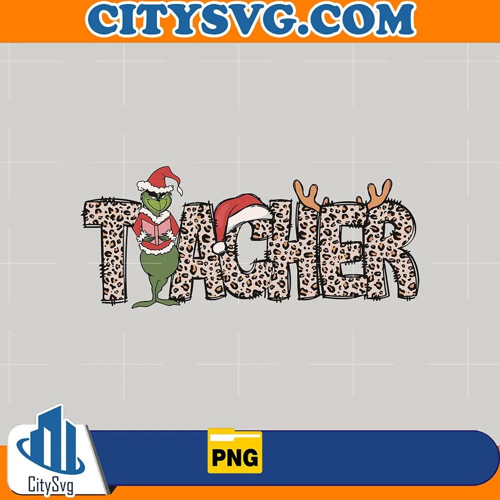 LeopardGrinchTeacherChristmasPng