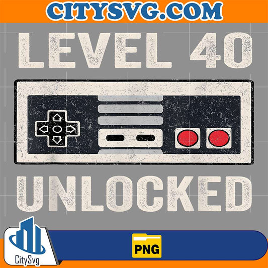 Level-40-Unlocked-Video-Gamer-40th-Birthday-Png