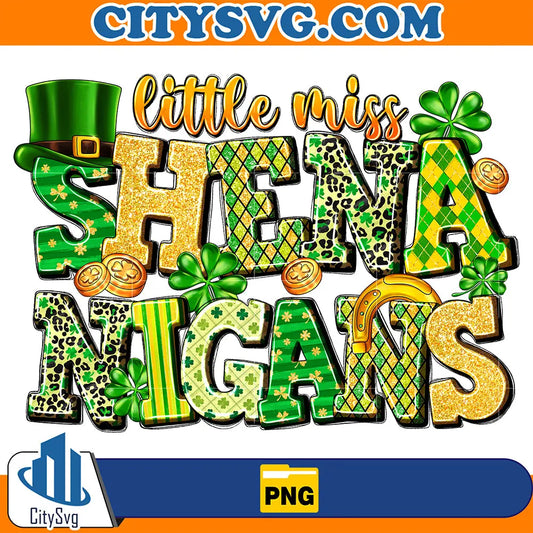 LittleMissShenaNigansStPatricksDaySublimationPng