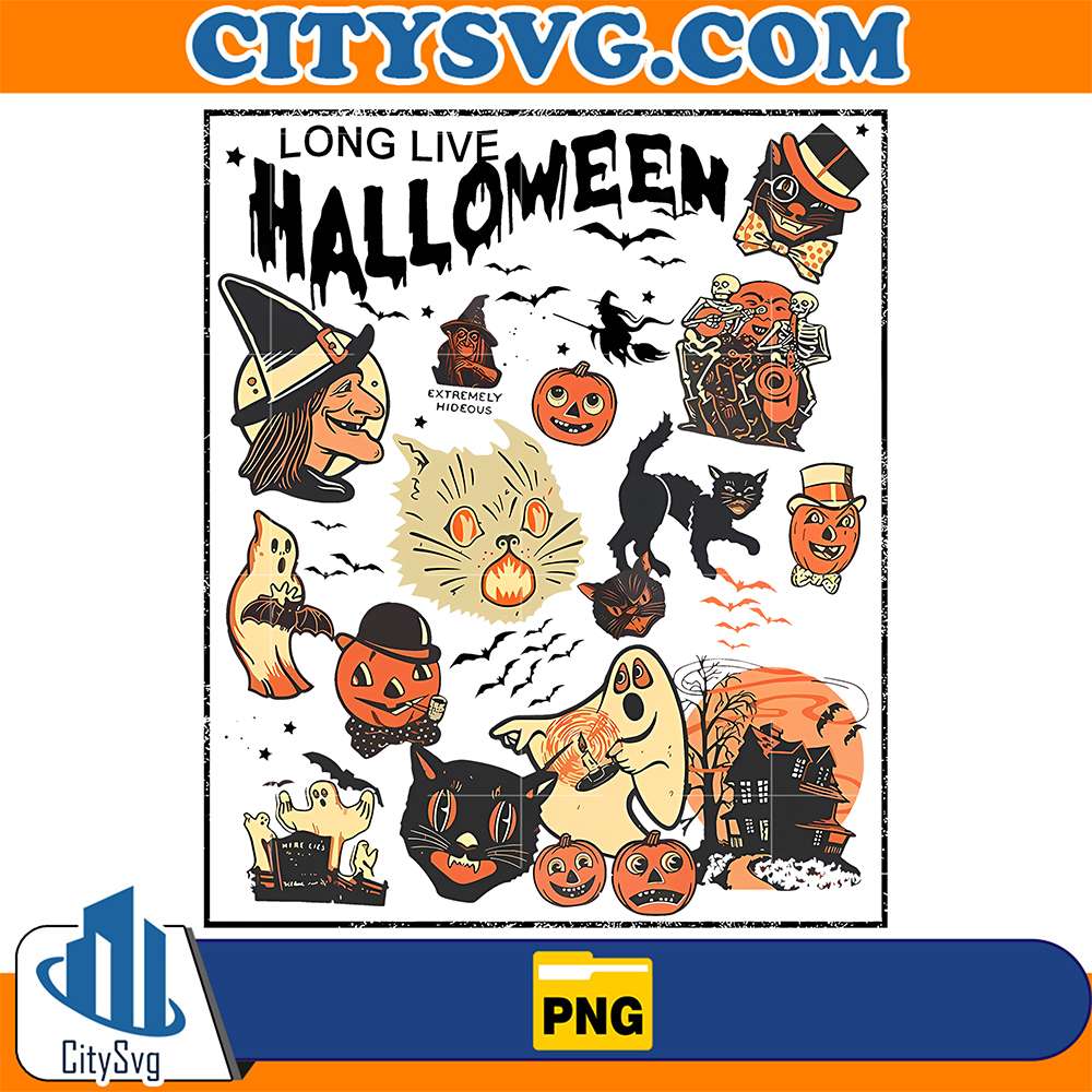 Long Live Halloween Vintage Black Cat Png CitySvg
