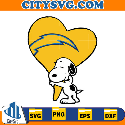 Snoopy Hug Heart Los Angeles Chargers Svg