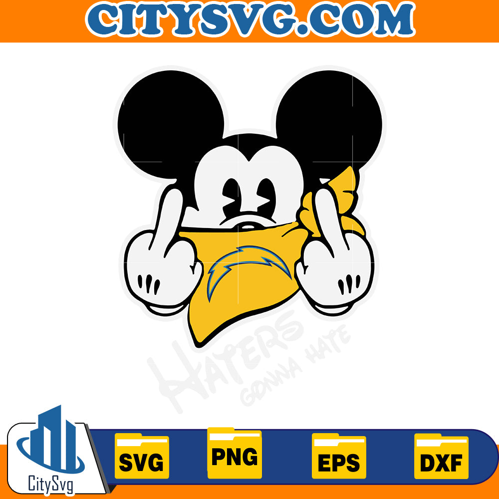 Mickey Mouse Middle Finger Los Angeles Chargers Svg