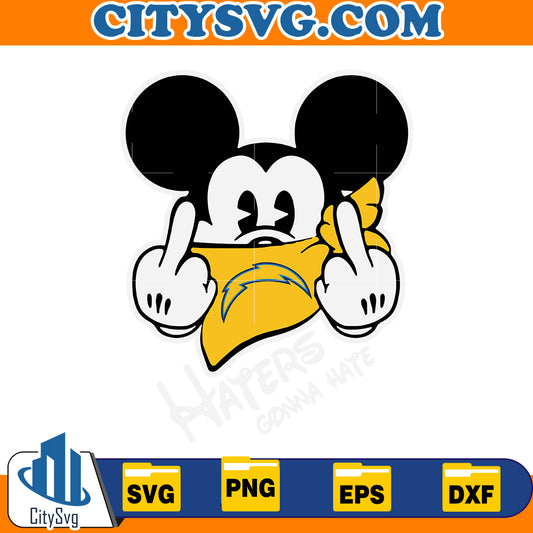 Mickey Mouse Middle Finger Los Angeles Chargers Svg