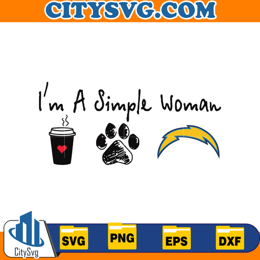 I'm a simple woman Los Angeles Chargers Svg