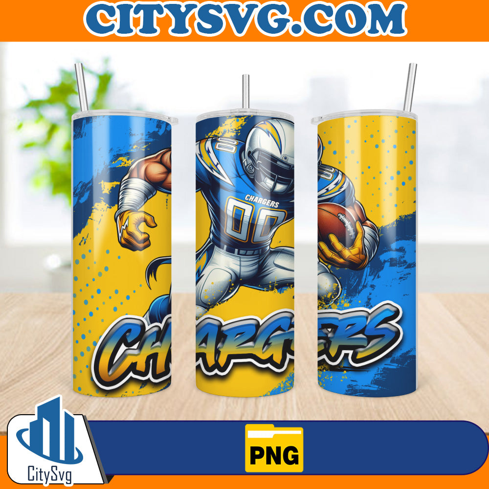 LosAngelesChargersTumblerWrap20ozSkinnySublimationPng