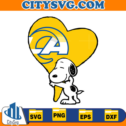 Snoopy hug Los Angeles Rams heart Svg