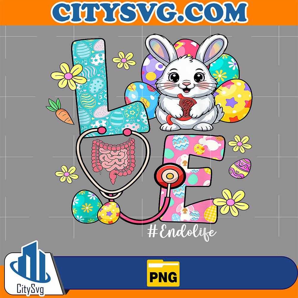 Love Endo Life Endo Nurse Bunny Stethoscope Easter Png CitySvg