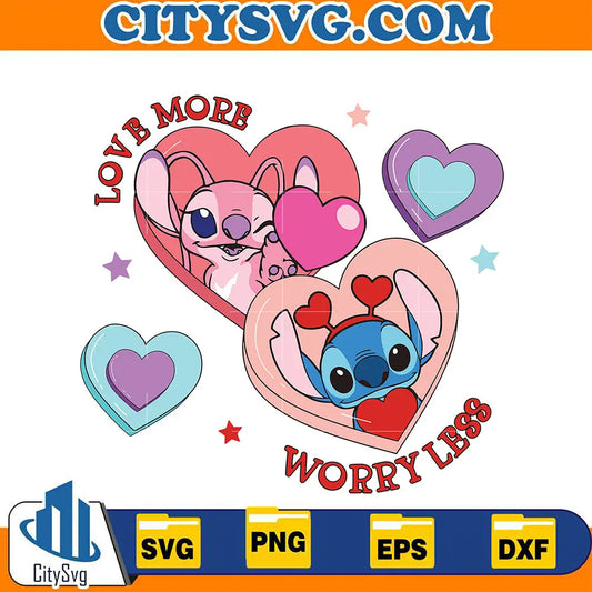 LoveMoreWorryLessHeartStitchAndAngelValentineSvg