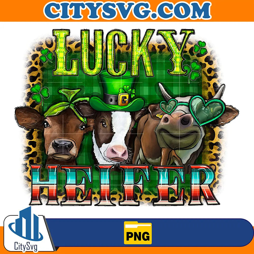 LuckyHeiferStPatricksDaySublimationPng