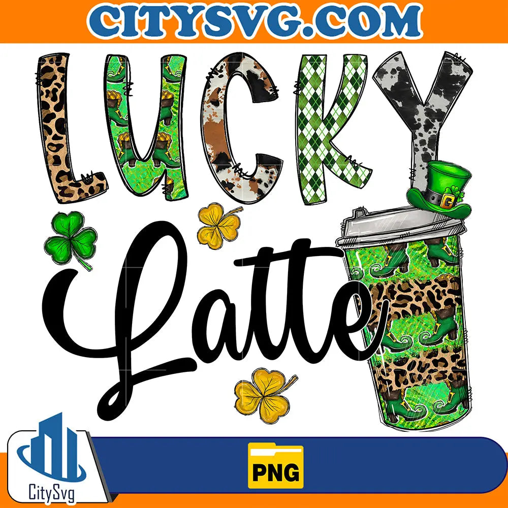 LuckyLatteCoffeeStPatricksDaySublimationPng
