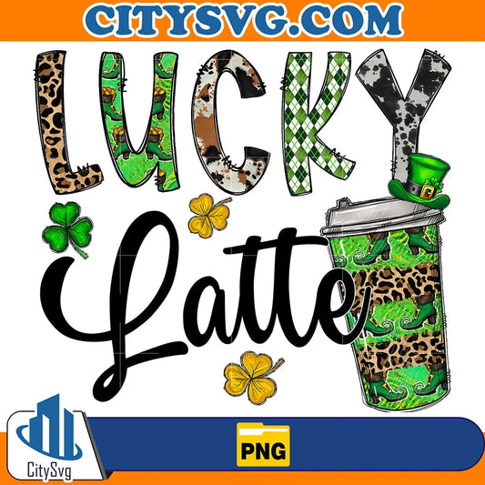 LuckyLatteCoffeeStPatricksDaySublimationPng