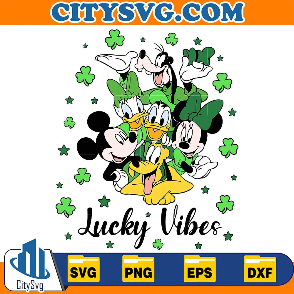 LuckyVibesStPatricksDayDisneyFriendsSvg