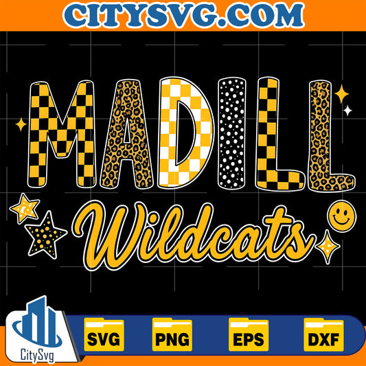 Madill-Wildcats-Leopard-Checkerboard-Svg