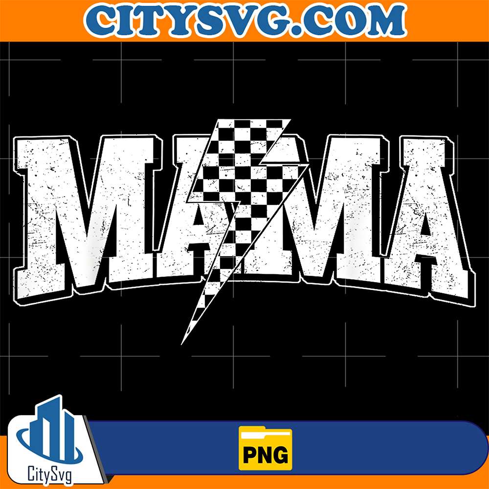 Mama-Lightning-Bolt-Checkered-Png