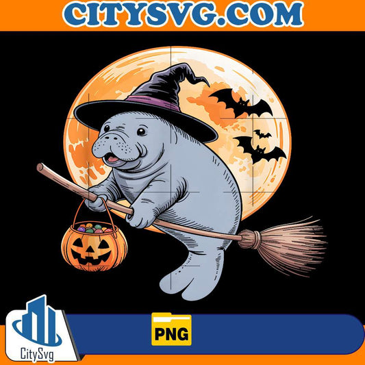 Manatee Witch Hat Pumpkin Halloween Png CitySvg