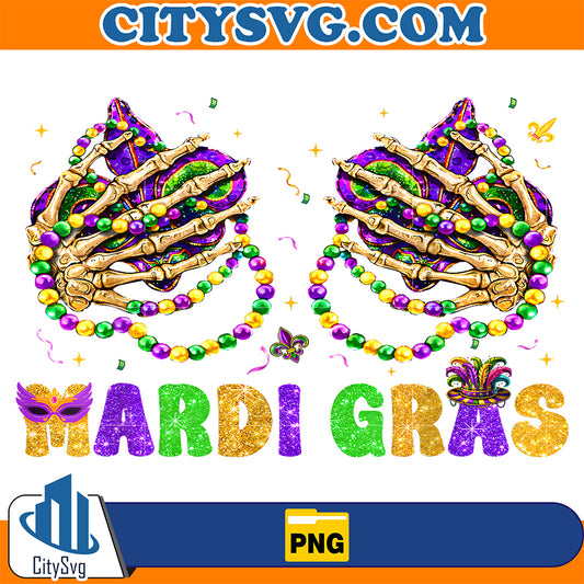 Mardi-Gras-Skeleton-Beads-Fleur-De-Lis-Women-Carnival-Png
