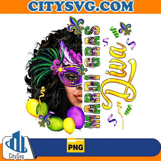 MardiGrasBlackWomanDivaPng