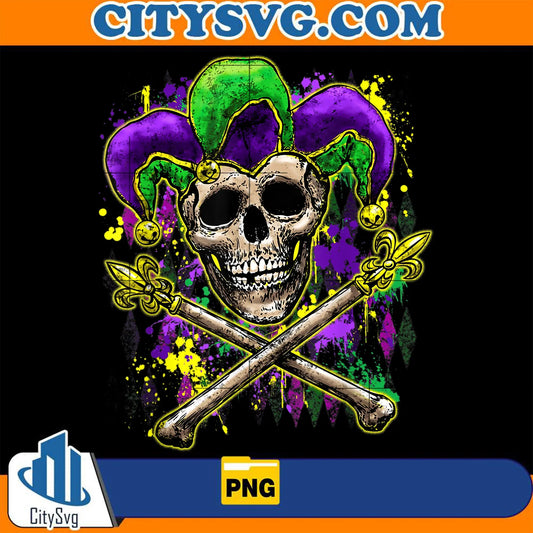 MardiGrasJesterSkullNewOrleansPng