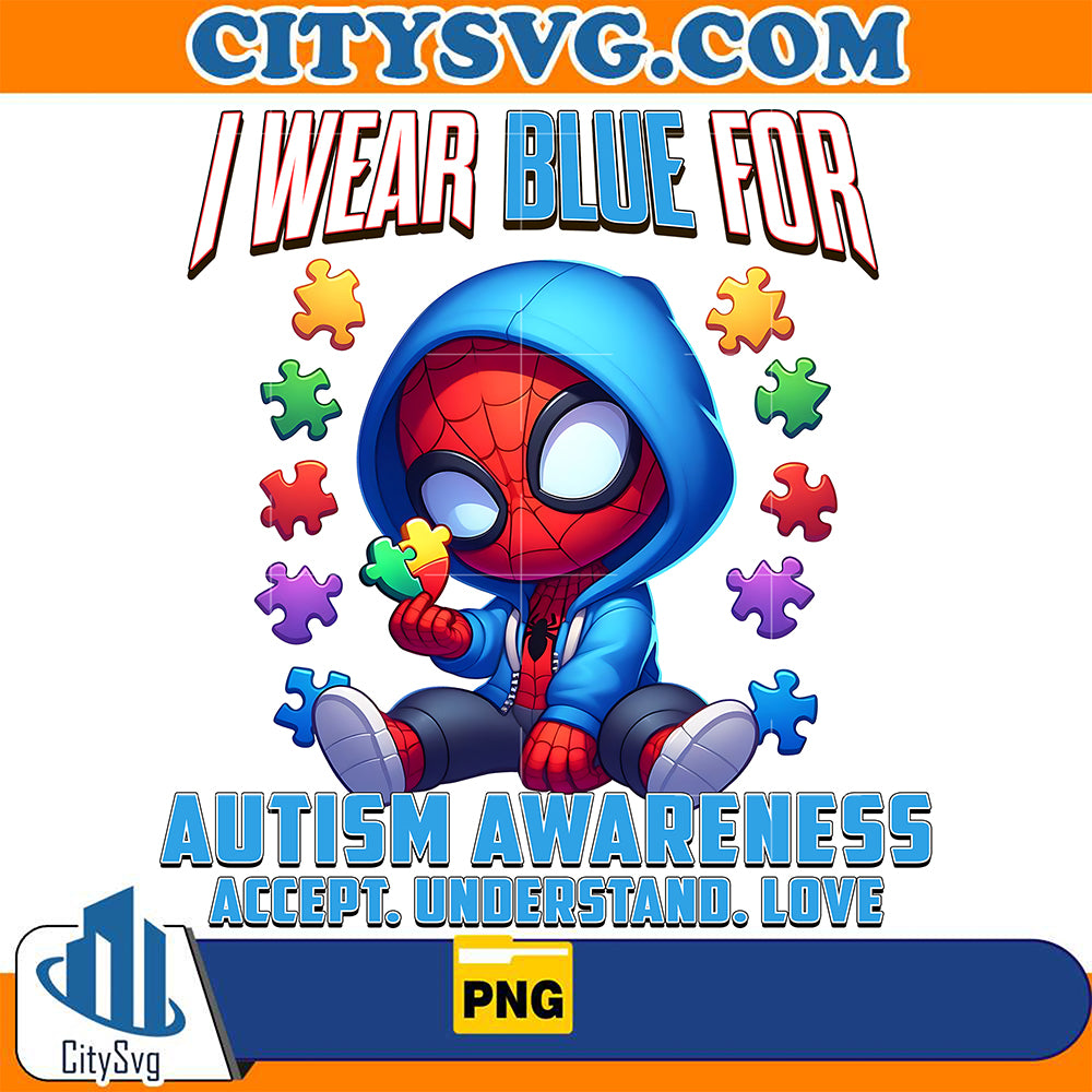 MarvelSpidermanIWearBlueForAutismawarenessPng