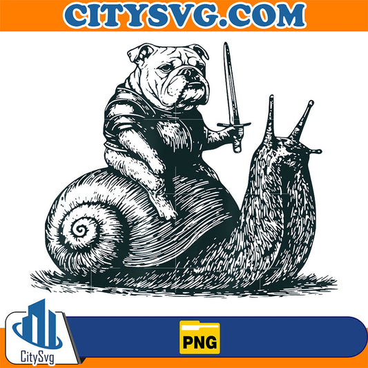 Medieval-Bulldog-Knight-Riding-Snail-Vintage-Funny-Dog-Meme-Png