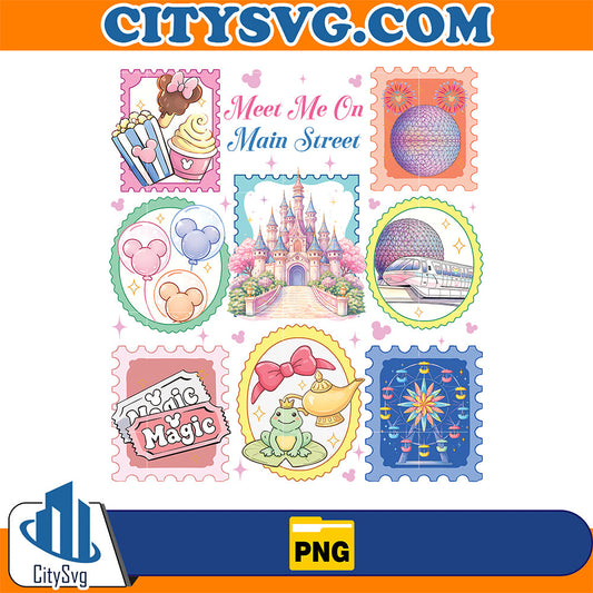 Meet-Me-On-Main-Street-Magic-Kingdom-Stamps-Png