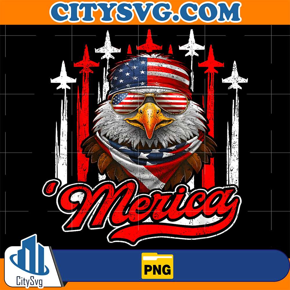 Merica-Eagle-Airplane-4th-Of-July-American-Flag-Patriotic-Png