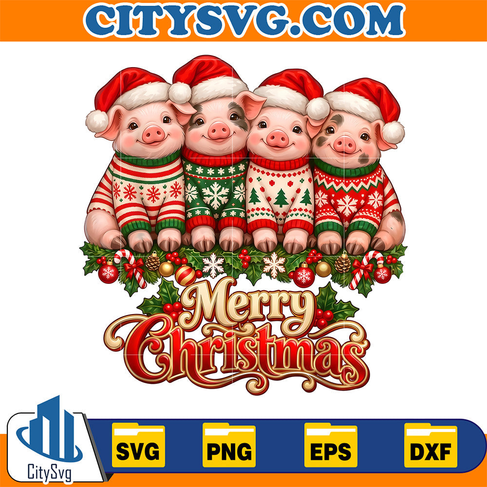Merry-Christmas-Pig-Santa-Hat-Holiday-Animal-Lover-Svg