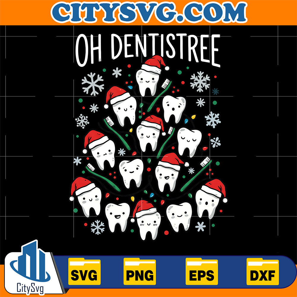 Merry Christmas Xmas Tree Oh Dentistree Dentist Teeth Santa Svg CitySvg
