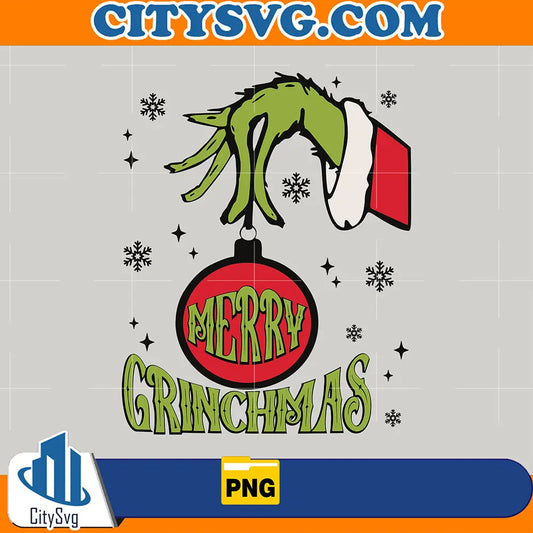 MerryChristmasOrnamentsGrinchHandPng