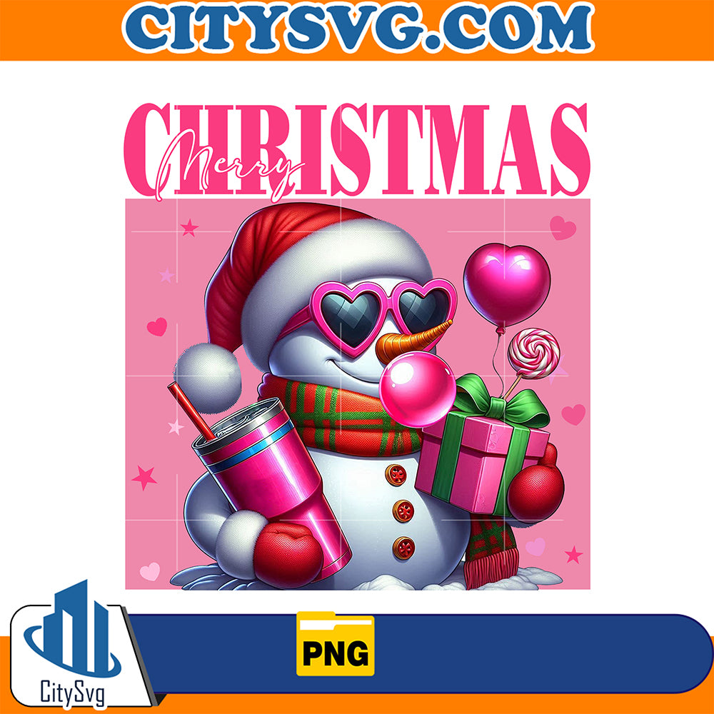 MerryChristmasSnowmanBlowingBubbleValentinePng_1