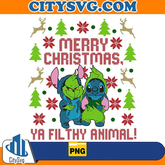 MerryChristmasYaFilthyAnimalGrinchStitchPng