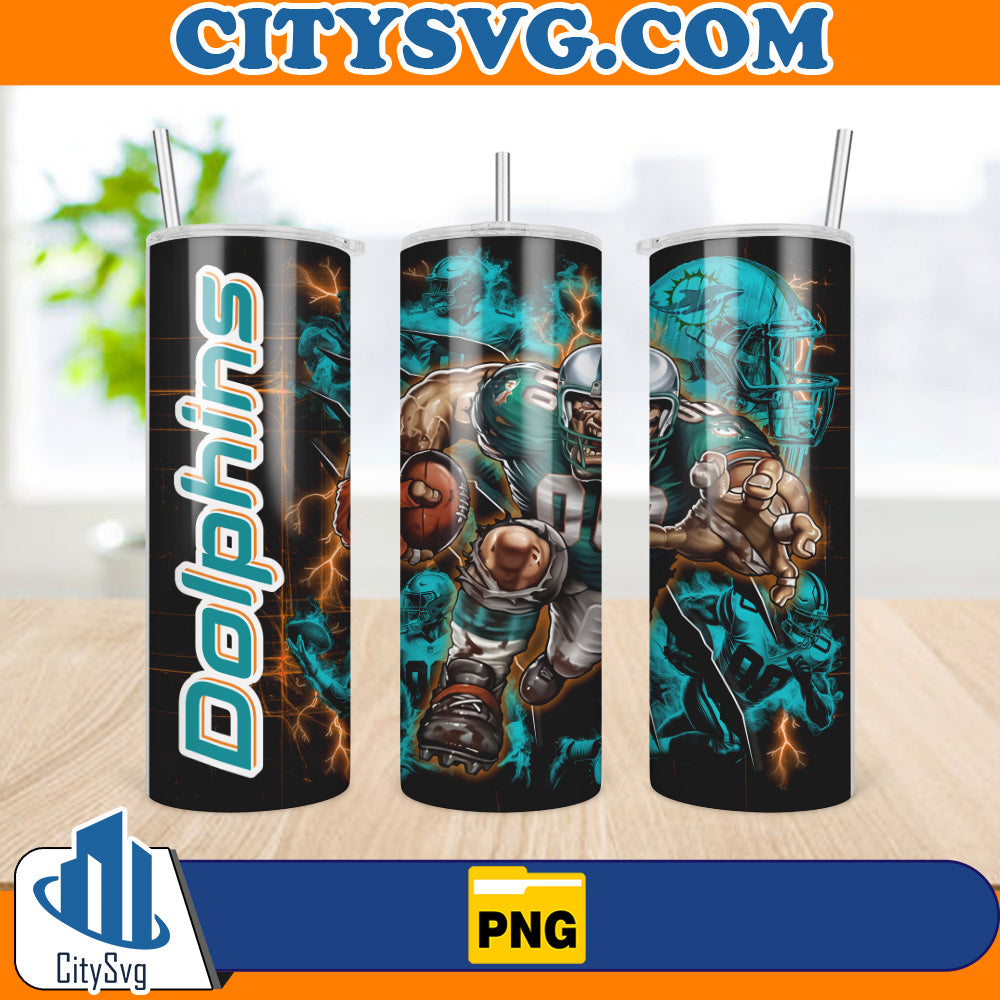 MiamiDolphins20ozSkinnyTumblerSublimationDesignsPng