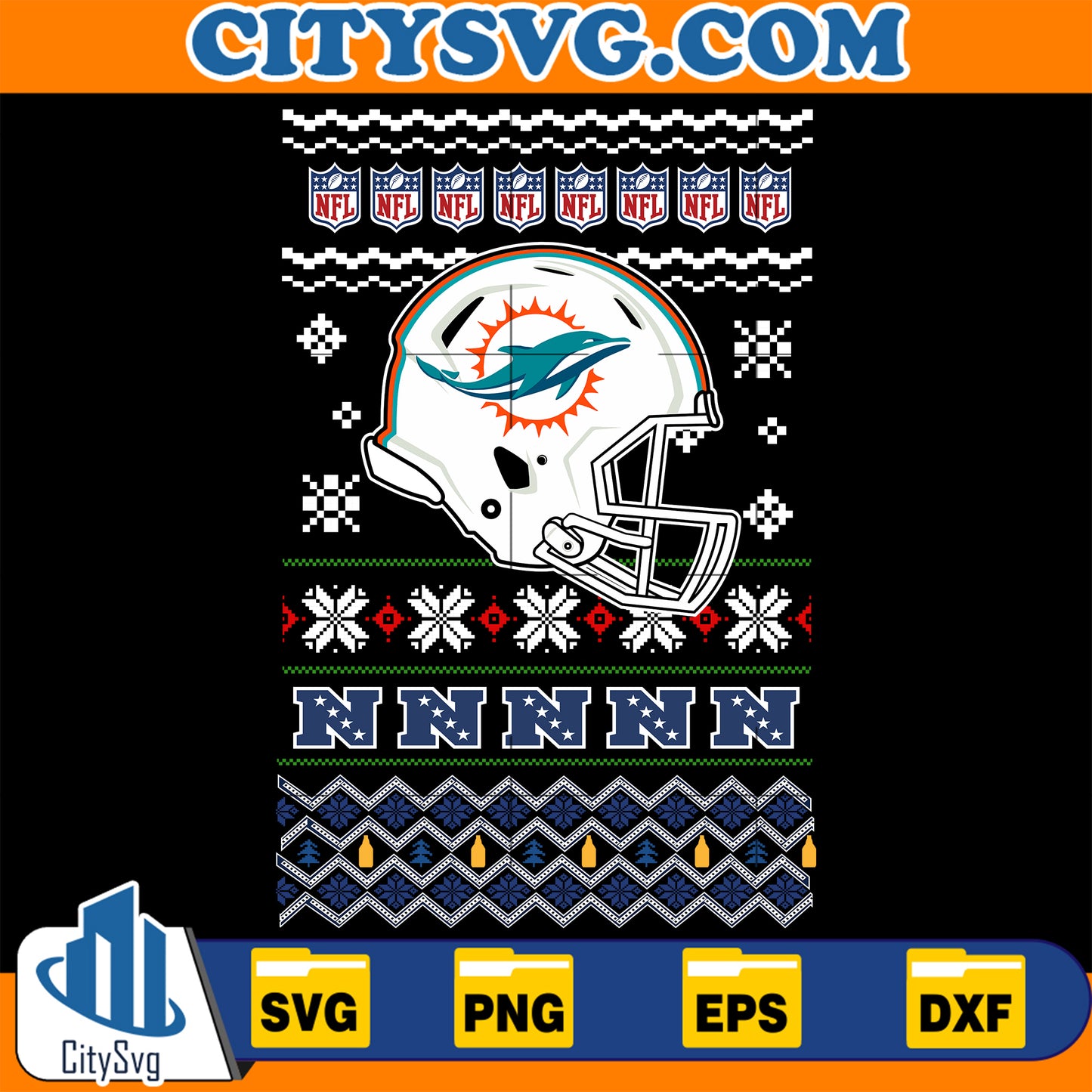 Miami Dolphins Christmas Svg