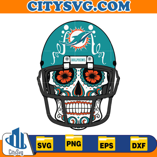 Skull Miami Dolphins Svg