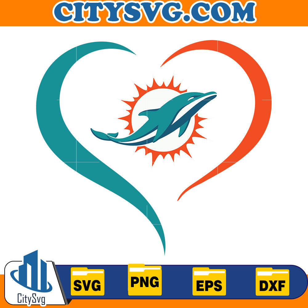 Heart Miami Dolphins Svg