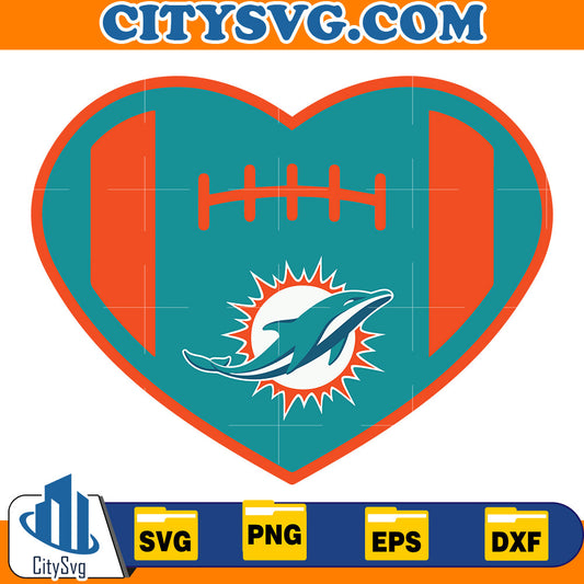 Heart Miami Dolphins Svg