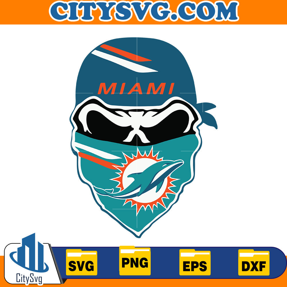 Skull Miami Dolphins Svg