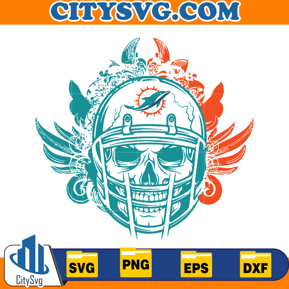 Skull Miami Dolphins Svg