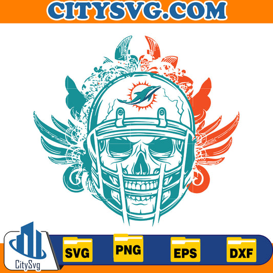 Skull Miami Dolphins Svg