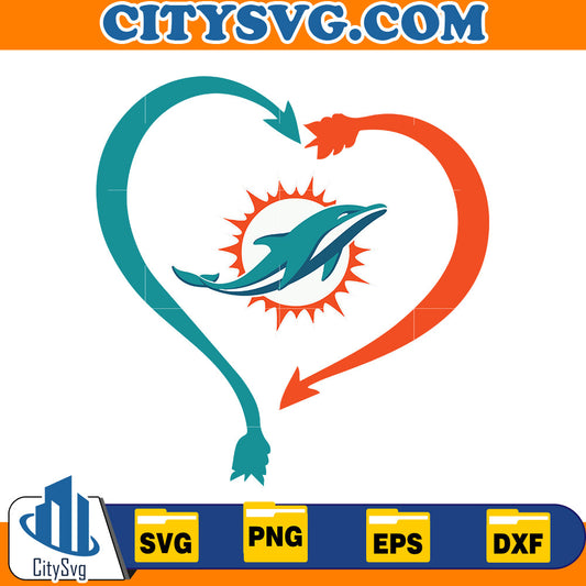 Heart Miami Dolphins Svg