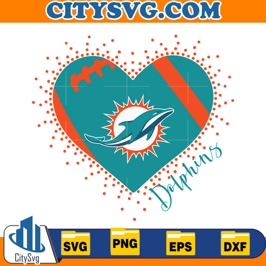 Heart Miami Dolphins Svg